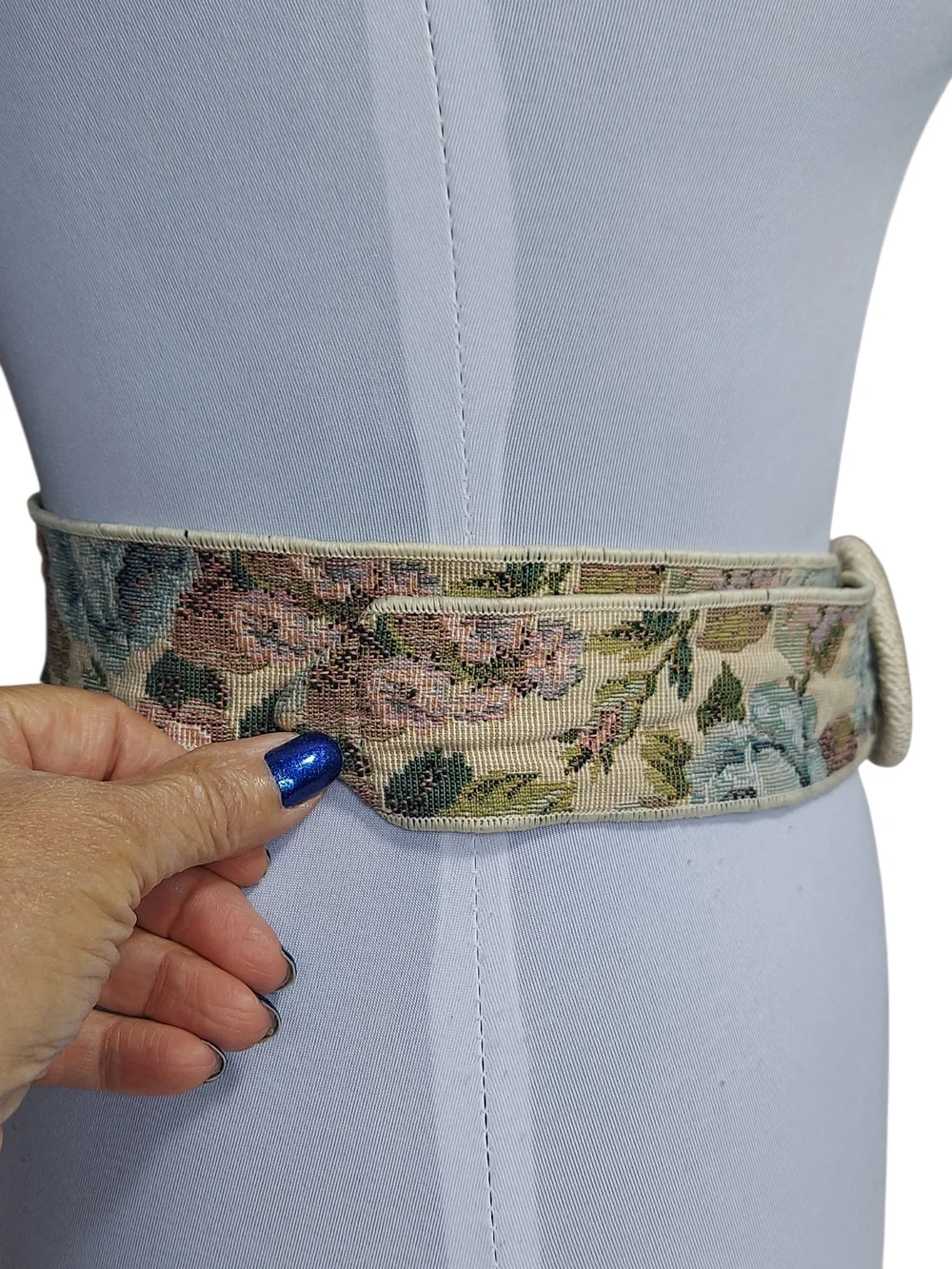Vintage Floral Tapestry Belt Rope Buckle Woven Fabric Adjustable Boho Cottagecor
